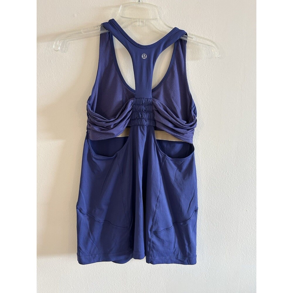 Lululemon Turbo Tank Ruched Racer Back Built Bra Womens Purple Size 8
